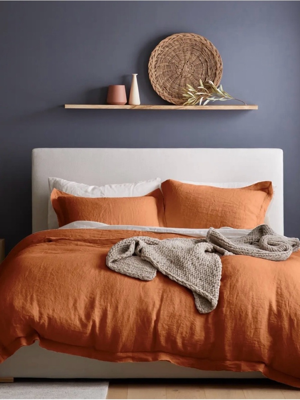 NEW Quince European Linen Double Flange Duvet Cover Set, King/Cal King